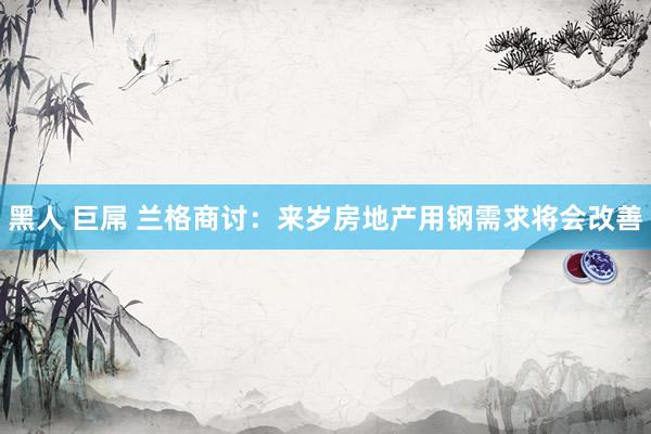 黑人 巨屌 兰格商讨:来岁房地产用钢需求将会改善