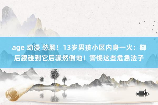 age 动漫 愁肠！13岁男孩小区内身一火：脚后跟碰到它后骤然倒地！警惕这些危急法子
