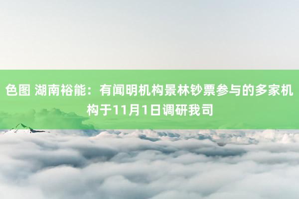 色图 湖南裕能:有闻明机构景林钞票参与的多家机构于11月1日调研我司