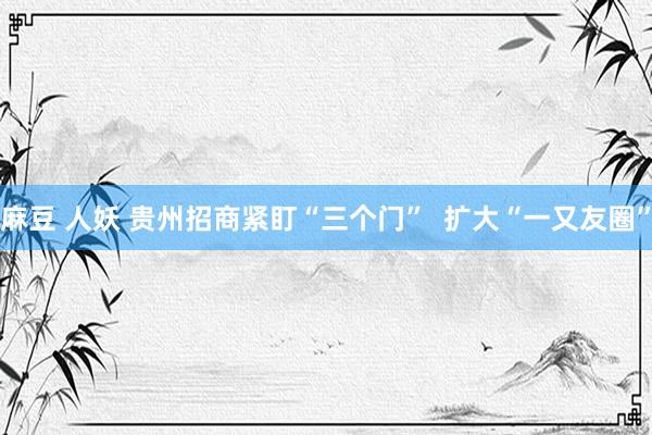 麻豆 人妖 贵州招商紧盯“三个门” 扩大“一又友圈”