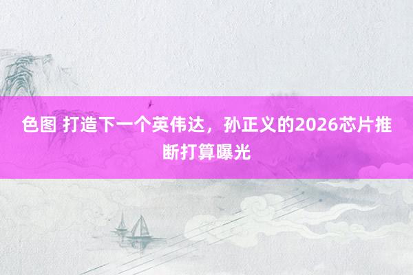 色图 打造下一个英伟达，孙正义的2026芯片推断打算曝光