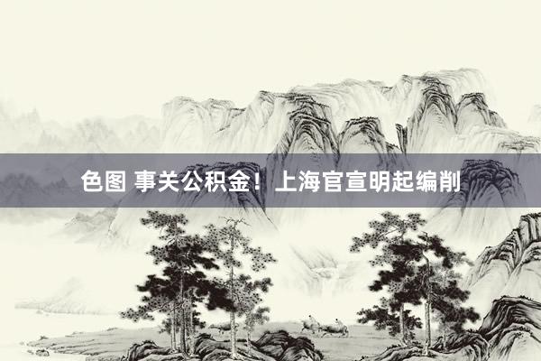 色图 事关公积金！上海官宣明起编削
